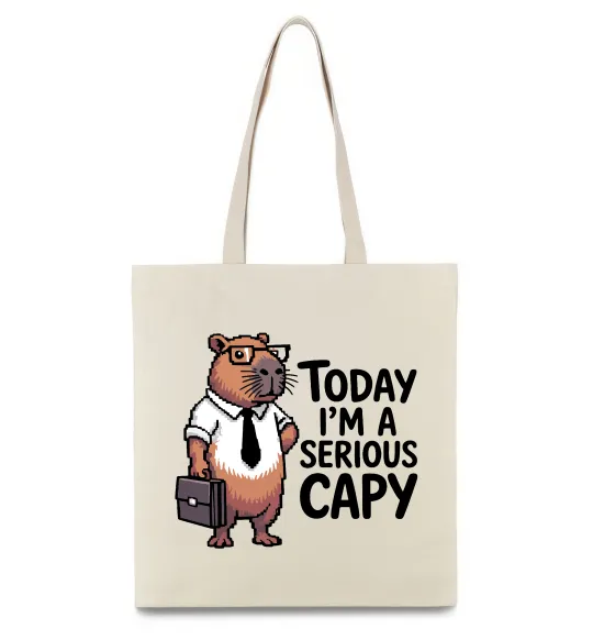 Еко-сумка Today I`m a serious Capy Бежевий фото