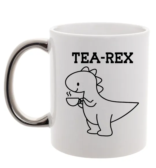 Чашка с цветной ручкой Tea-rex Серебро фото