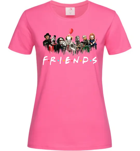 Женская футболка Scary Friends Ярко-розовый фото