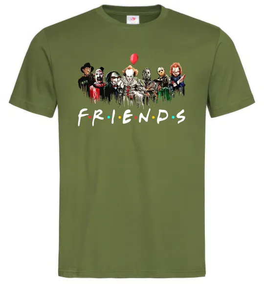 Мужская футболка Scary Friends Оливковый фото