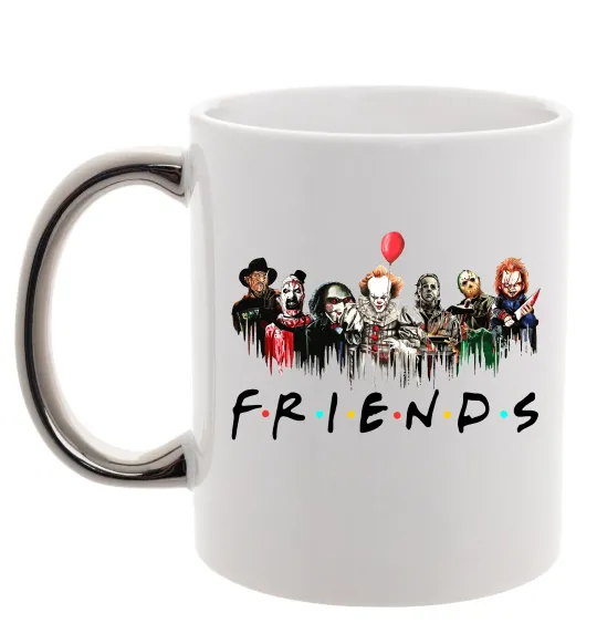 Чашка с цветной ручкой Scary Friends Серебро фото