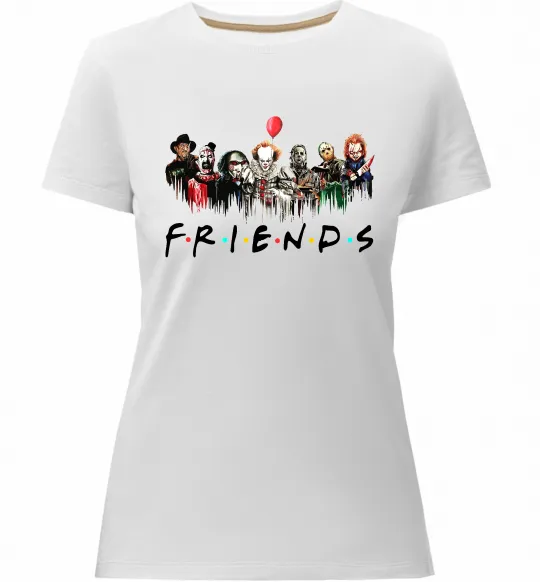 Жіноча преміум футболка Scary Friends Білий фото