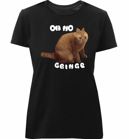 Жіноча преміум футболка Oh no cringe Чорний фото