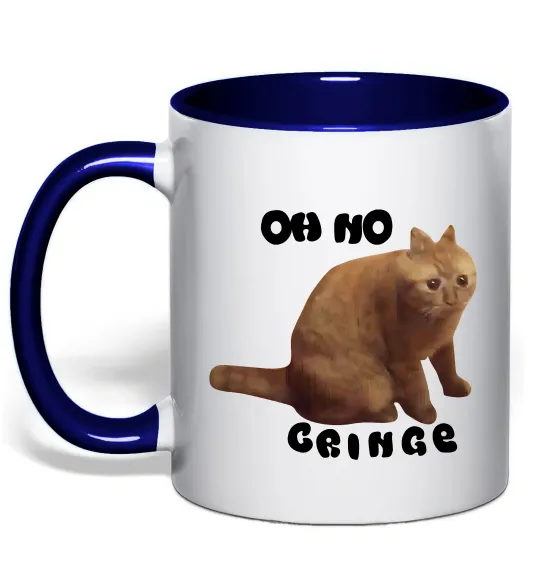 Чашка с цветной ручкой Oh no cringe Глубокий темно-синий фото