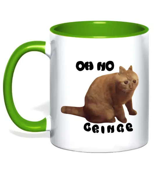 Чашка з кольоровою ручкою Oh no cringe Лаймовий фото