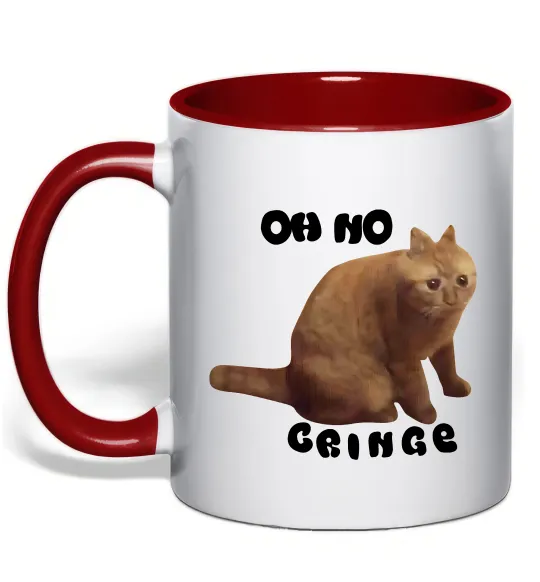 Чашка с цветной ручкой Oh no cringe Красный фото