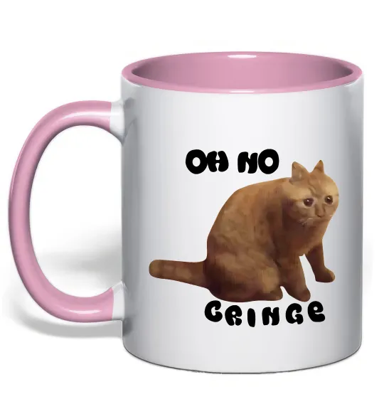 Чашка с цветной ручкой Oh no cringe Нежно розовый фото