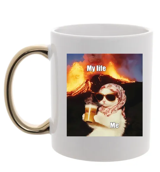 Чашка з кольоровою ручкою My life Золото фото