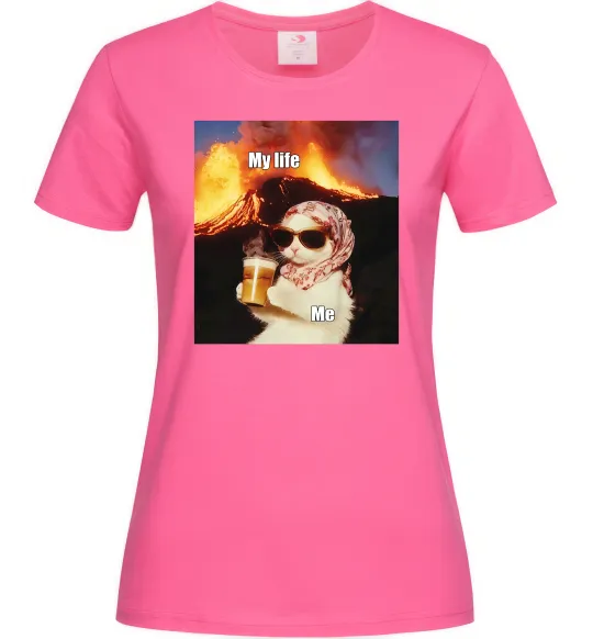 Жіноча футболка My life Яскраво-рожевий фото