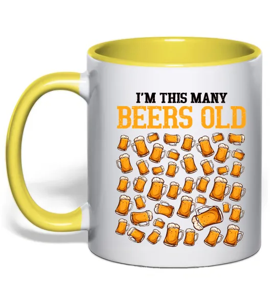 Чашка с цветной ручкой Many beers old Лимонный фото