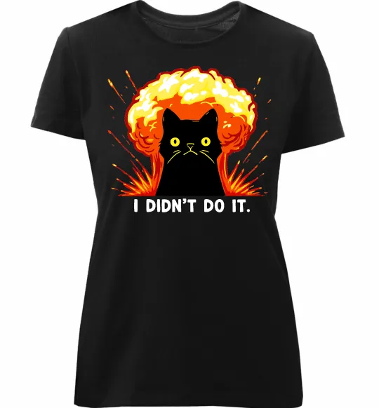 Женская премиум футболка Кіт Це не я Черный фото