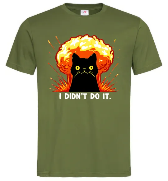 Чоловіча футболка Кіт Це не я Оливковий фото