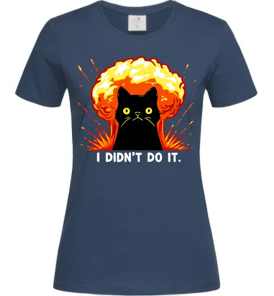 Жіноча футболка Кіт Це не я Темно-синій фото