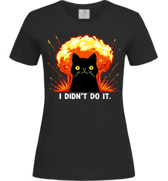 Жіноча футболка Кіт Це не я Чорний фото