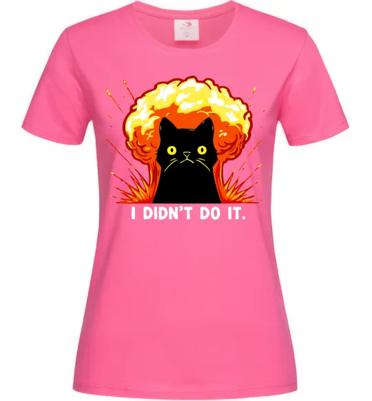 Жіноча футболка Кіт Це не я Яскраво-рожевий фото