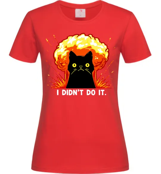 Жіноча футболка Кіт Це не я Червоний фото
