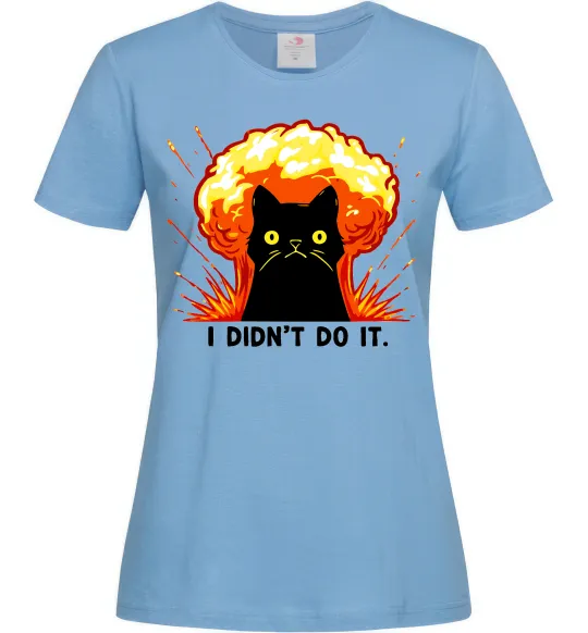 Жіноча футболка Кіт Це не я Блакитний фото