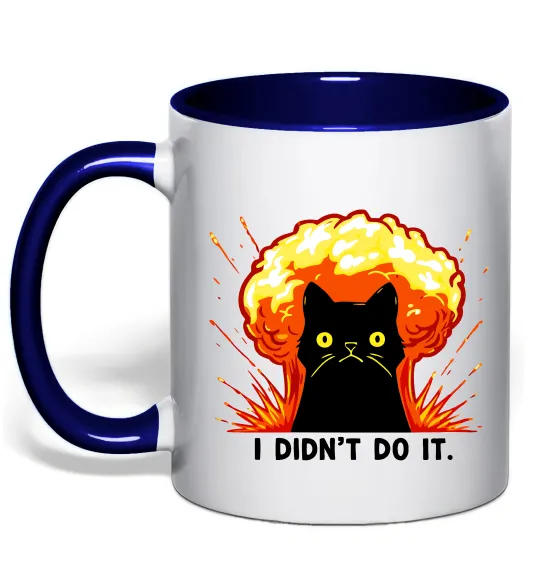 Чашка з кольоровою ручкою Кіт Це не я Глибокий темно-синій фото