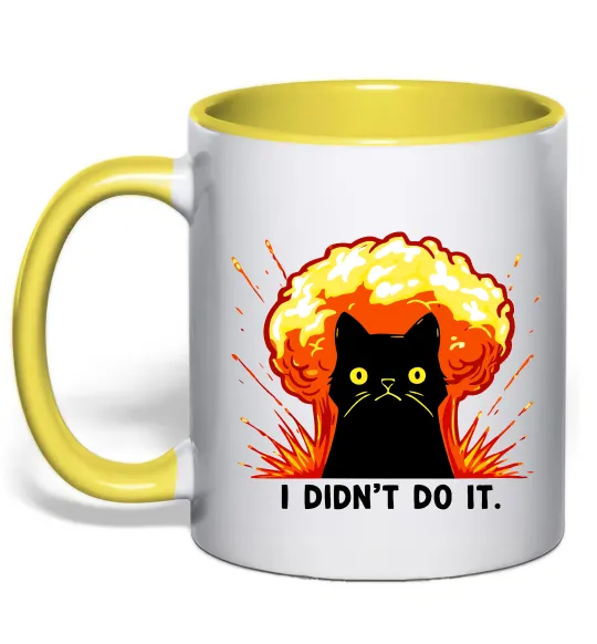 Чашка з кольоровою ручкою Кіт Це не я Лимонний фото