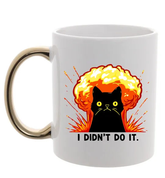 Чашка з кольоровою ручкою Кіт Це не я Золото фото