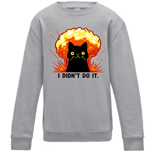 Детский Свитшот Кіт Це не я Серый меланж фото