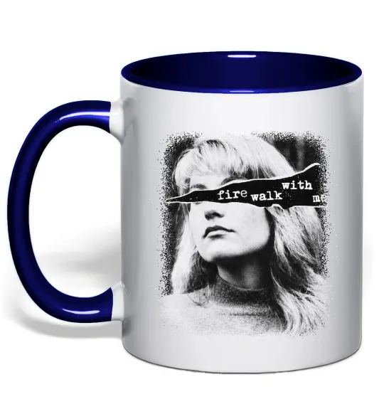 Чашка с цветной ручкой Fire walk with me Twin Peaks Глубокий темно-синий фото