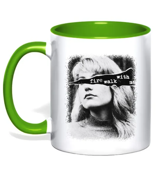 Чашка с цветной ручкой Fire walk with me Twin Peaks Лаймовый фото
