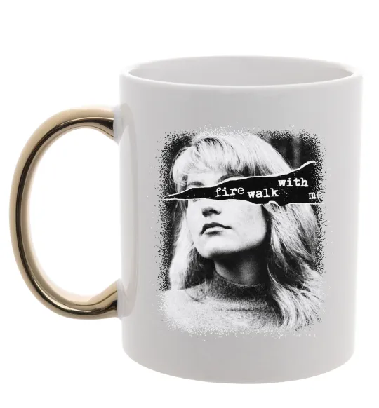 Чашка с цветной ручкой Fire walk with me Twin Peaks Золото фото