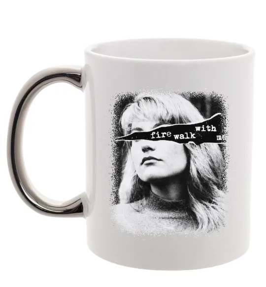 Чашка с цветной ручкой Fire walk with me Twin Peaks Серебро фото