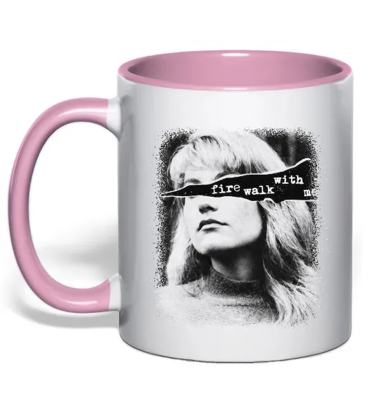 Чашка с цветной ручкой Fire walk with me Twin Peaks Нежно розовый фото