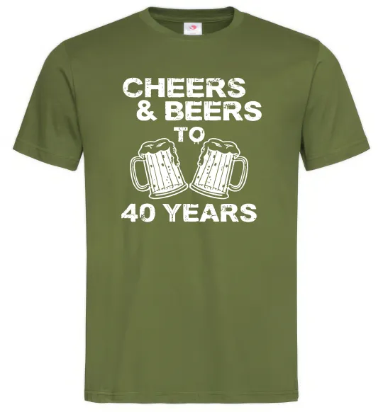 Мужская футболка Cheers&beers to 40 years Оливковый фото