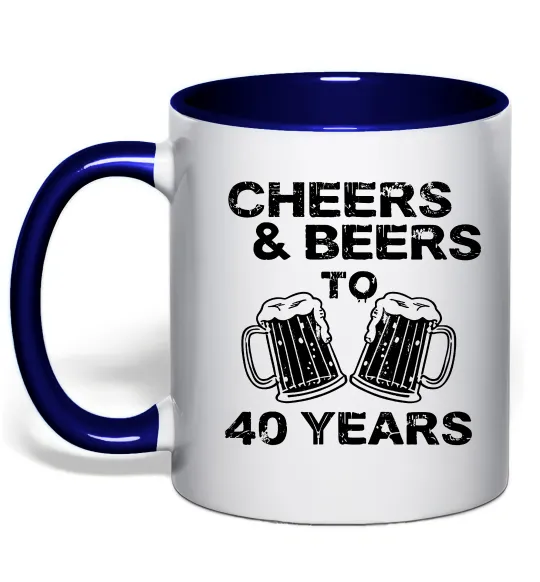 Чашка с цветной ручкой Cheers&beers to 40 years Глубокий темно-синий фото