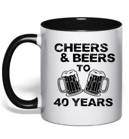 Чашка с цветной ручкой Cheers&beers to 40 years