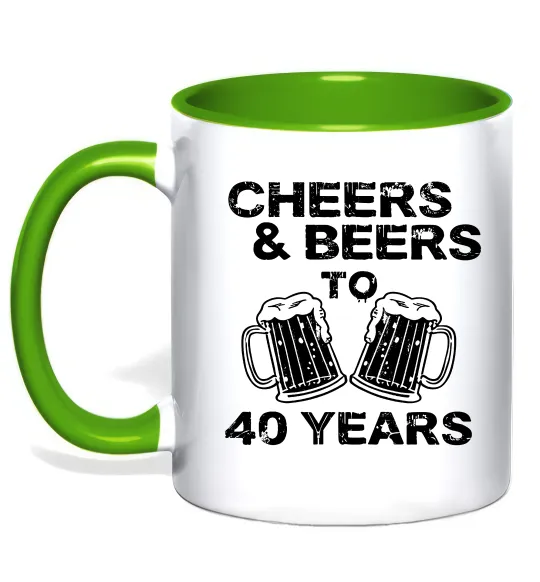 Чашка с цветной ручкой Cheers&beers to 40 years Зеленый фото