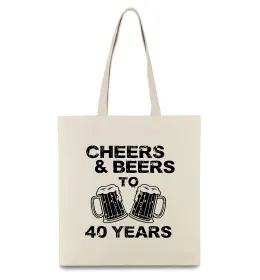 Эко-сумка Cheers&beers to 40 years Бежевый фото