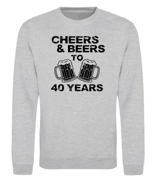 Свитшот Cheers&beers to 40 years Серый меланж фото