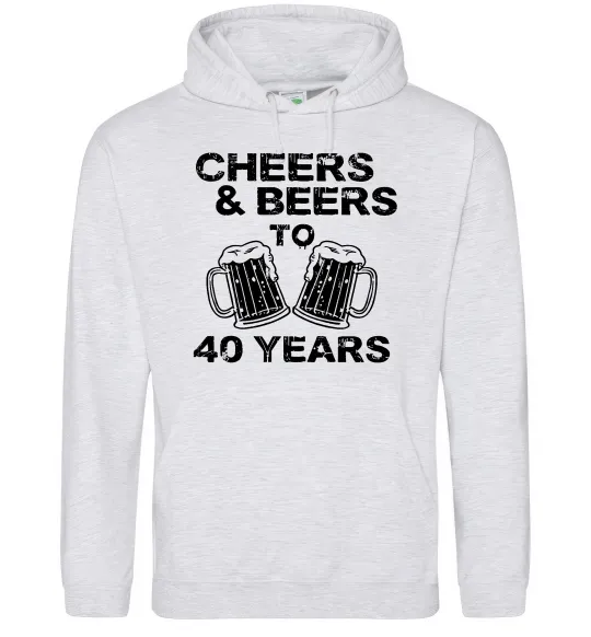 Женская толстовка (худи) Cheers&beers to 40 years Серый меланж фото