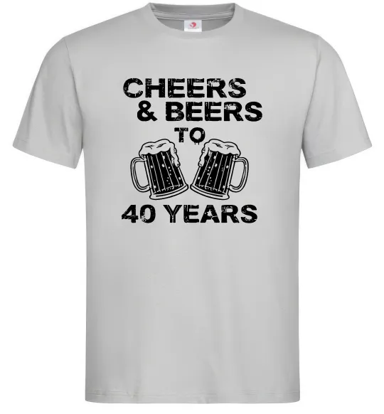 Мужская футболка Cheers&beers to 40 years Серый фото