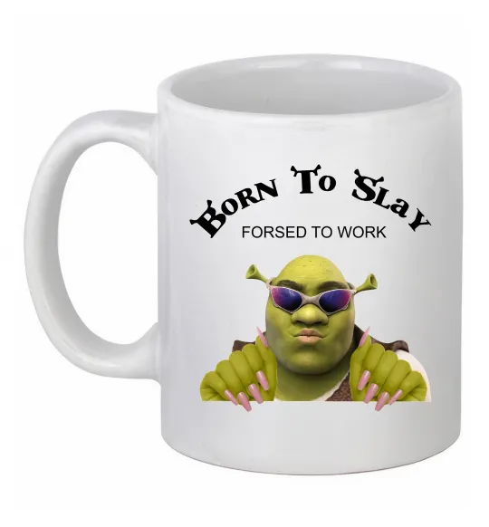 Чашка керамическая Born to slay Белый фото