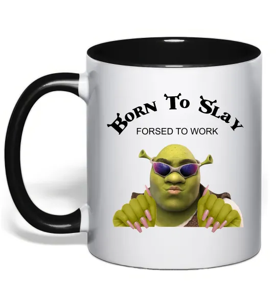 Чашка с цветной ручкой Born to slay Черный фото