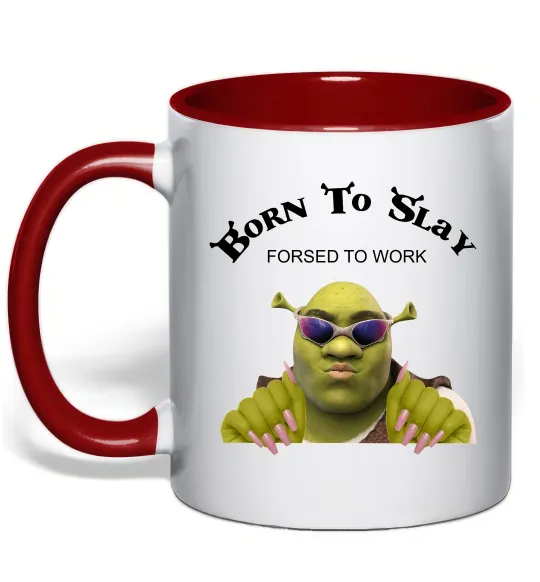 Чашка с цветной ручкой Born to slay Красный фото