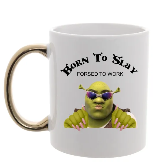 Чашка с цветной ручкой Born to slay Золото фото