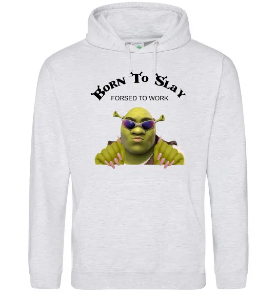 Мужская толстовка (худи) Born to slay Серый меланж фото