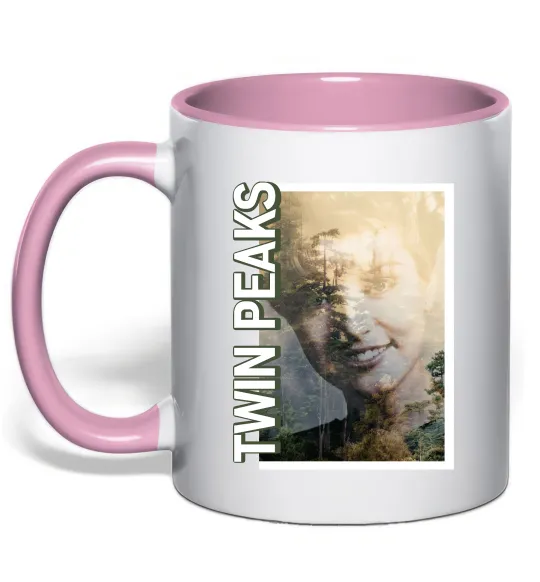 Чашка с цветной ручкой Твін Пікс Нежно розовый фото