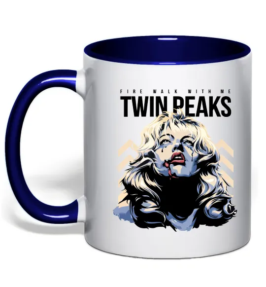 Чашка з кольоровою ручкою Fire with me Twin Peaks Глибокий темно-синій фото