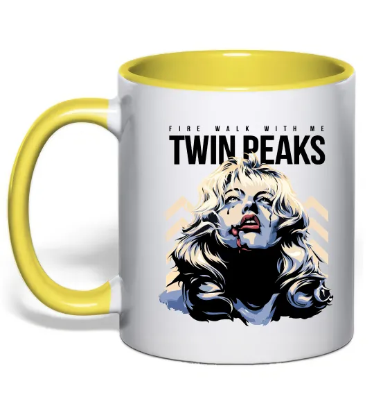 Чашка з кольоровою ручкою Fire with me Twin Peaks Лимонний фото