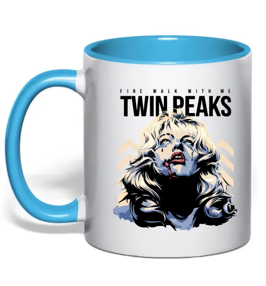 Чашка з кольоровою ручкою Fire with me Twin Peaks Блакитний фото