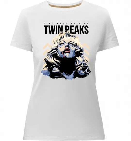 Женская премиум футболка Fire with me Twin Peaks Белый фото