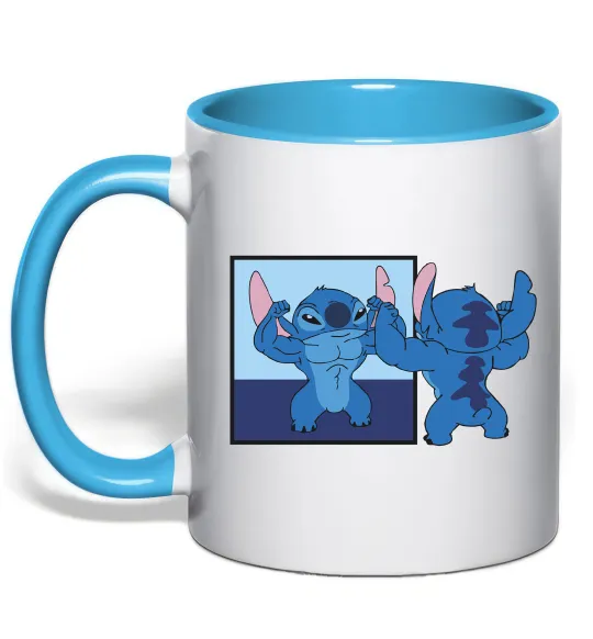 Чашка с цветной ручкой Стіч у дзеркалі Голубой фото