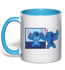 Чашка с цветной ручкой Стіч у дзеркалі